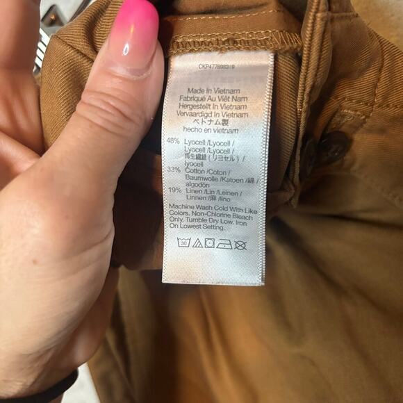 NWT Madewell Harlow Wide Leg Linen Blend Pants 00 Brown High Rise - Picture 9 of 9